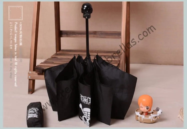 (6pcs/lot)three fold hand open skull supermini pongee cloth waterproof water repellent pocket umbrella bag skeleton mini parasol | Дом и сад