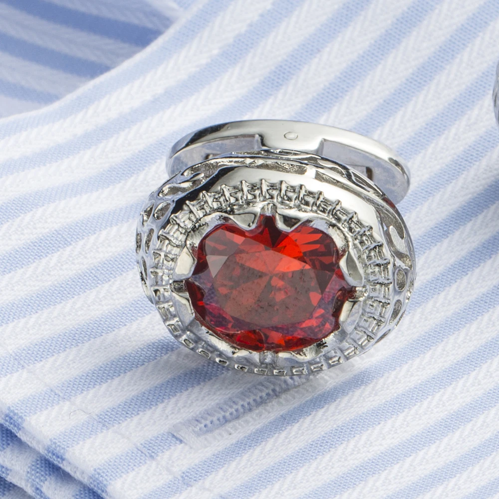 VAGULA Gemelos Classic Silver-color Red Rhineston Copper Cufflink Wedding Suit Shirt Buttons Cuff links 398 | Украшения и