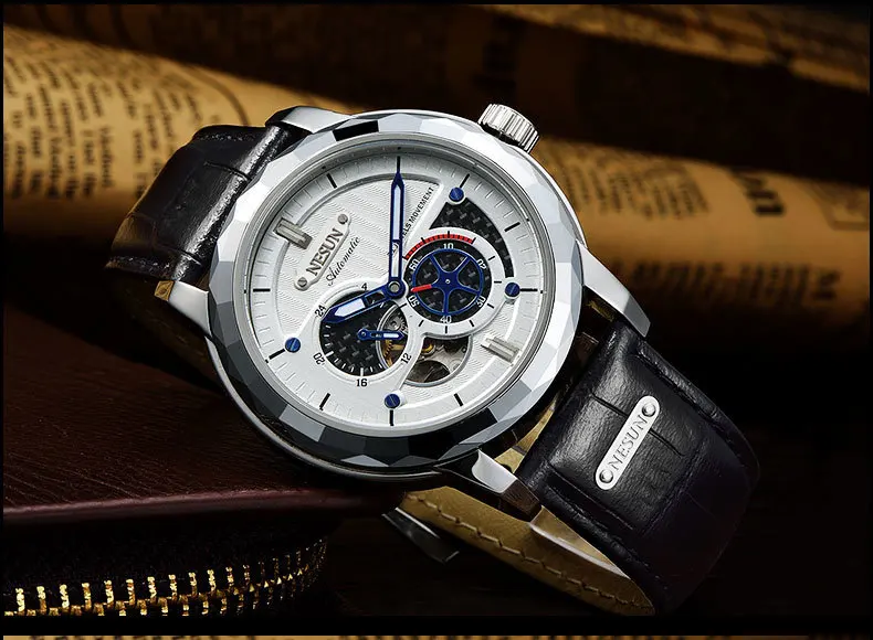 Швейцарские Топ люксовый бренд NESUN Skeleton Tourbillon часы для мужчин автоматические мужские часы 100 м водонепроницаемые спортивные часы relogio N9810-3