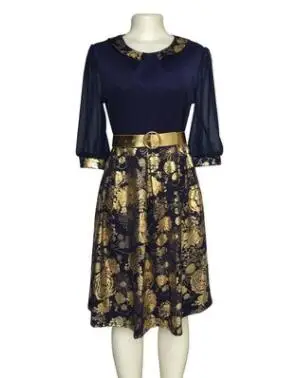 navy blue Новое Элегантное летнее Африканское женское платье размера плюс до колен L-XXL - Цвет: navy blue
