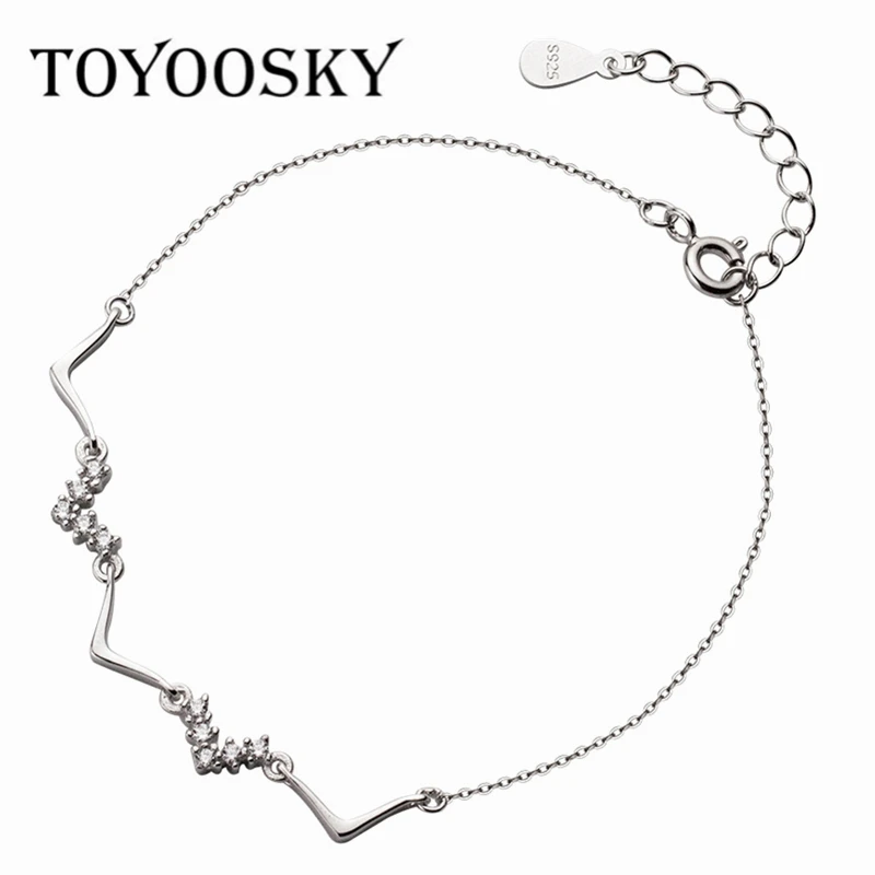 Женские браслеты с буквами TOYOOSKY цирконом из стерлингового серебра 925 пробы v