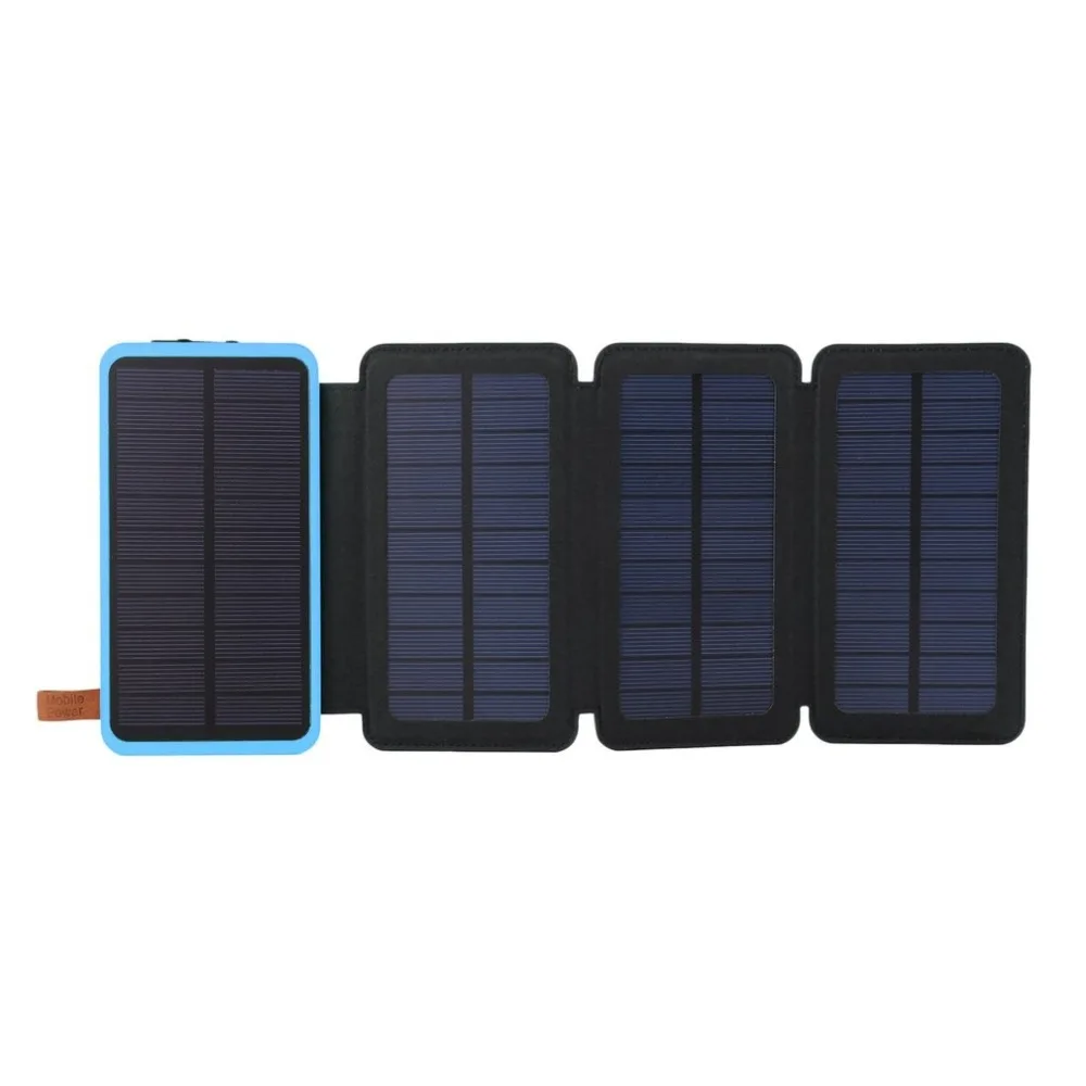 Солнечный внешний аккумулятор водонепроницаемый 30000 mAh три раза банк питания портативное зарядное устройство источник питания с кемпингом свет для мобильного телефона
