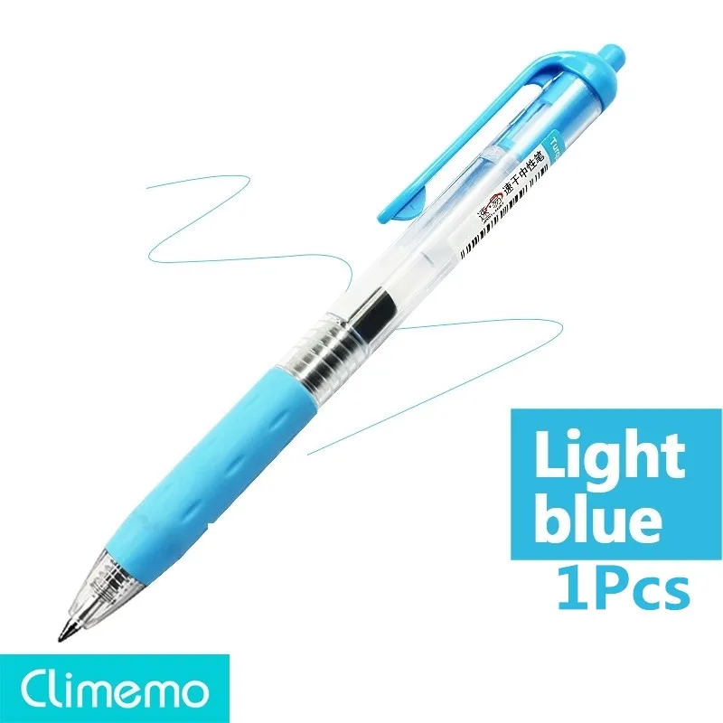 1Pcs Light blue 0.5mm Gel Pens For School Office Supplies Kawaii Press Type Multicolor ballpoint pen Cute stationery Writing Store - Цвет: 1Pcs Light blue