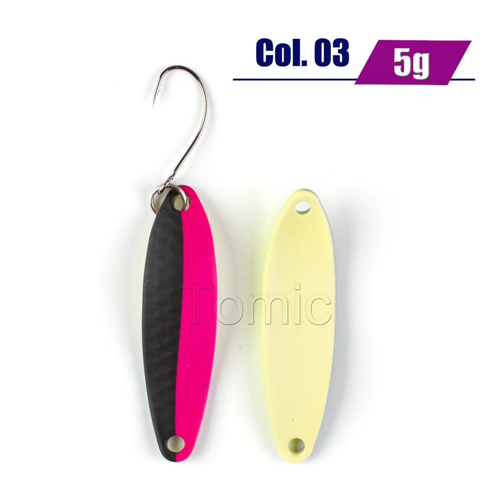 Tomic 5g stream trout area fishing spoons metal bait long casting narrow glowing colors freshwater hard lures spinner | Спорт и