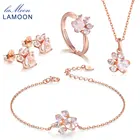 Комплект ювелирных изделий из серебра 925 пробы, с розовым кварцем