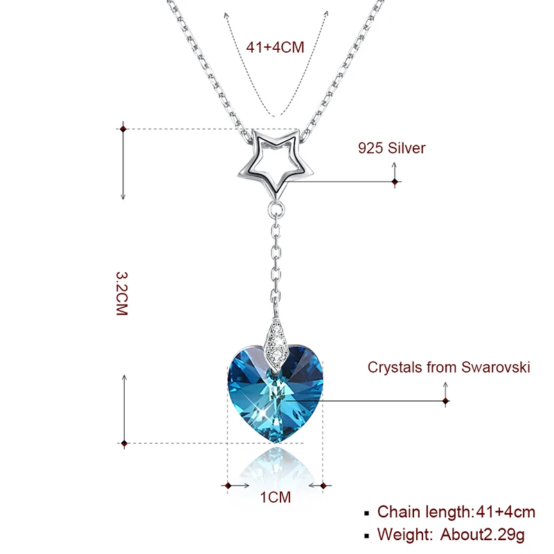 LEKANI романтическое ожерелье с кристаллами в виде сердца от Swarovski Подвеска для