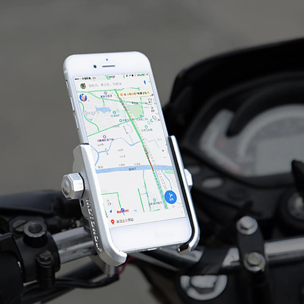 360 градусов Мотоцикл Руль держатель для 4-6 'сотовый телефон gps серебро