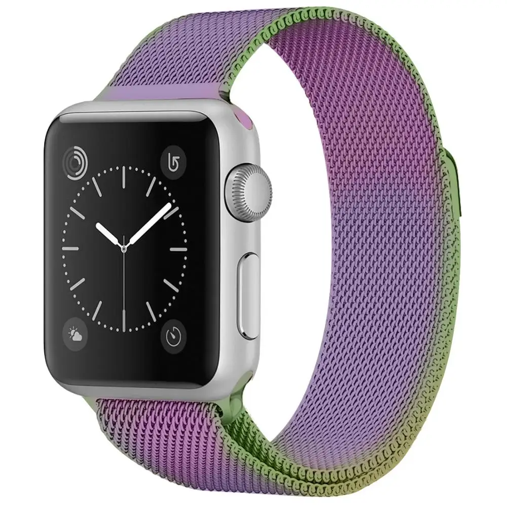 Colourful Ремешок для Apple Watch 38 мм 40 мм 42 мм 44 мм, Миланская Петля из нержавеющей стали, сетчатый Спортивный Браслет, магнитная застежка для iWatch серии 1/2/3/4 - Цвет ремешка: Colourful