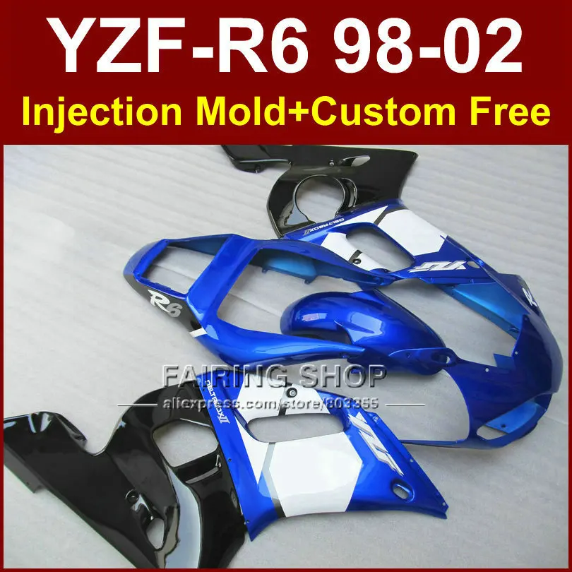 Обтекатели для кузова мотоцикла YAMAHA YZF R6 1998 1999 2000 2001 2002 YZF1000 глянцевые синие