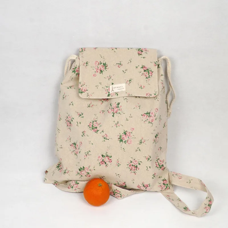 YILE вручную из хлопка и льна с затягивающими шнурками рюкзак для школьников розы