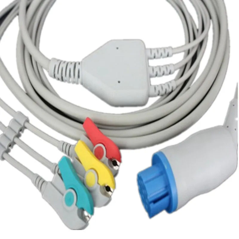 Бесплатная доставка один кусок 3 провода ECG Leadwire для круглого 10pin Datex Ohmeda кабель trunk