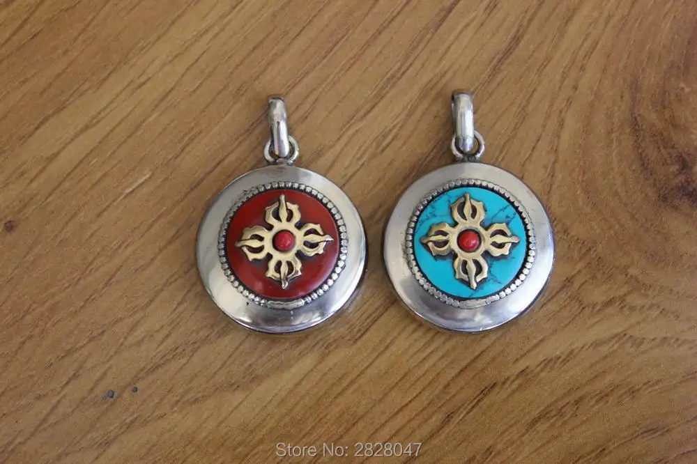 PN997 Этнические тибетские ювелирные изделия медная молитвенная коробка Dorje