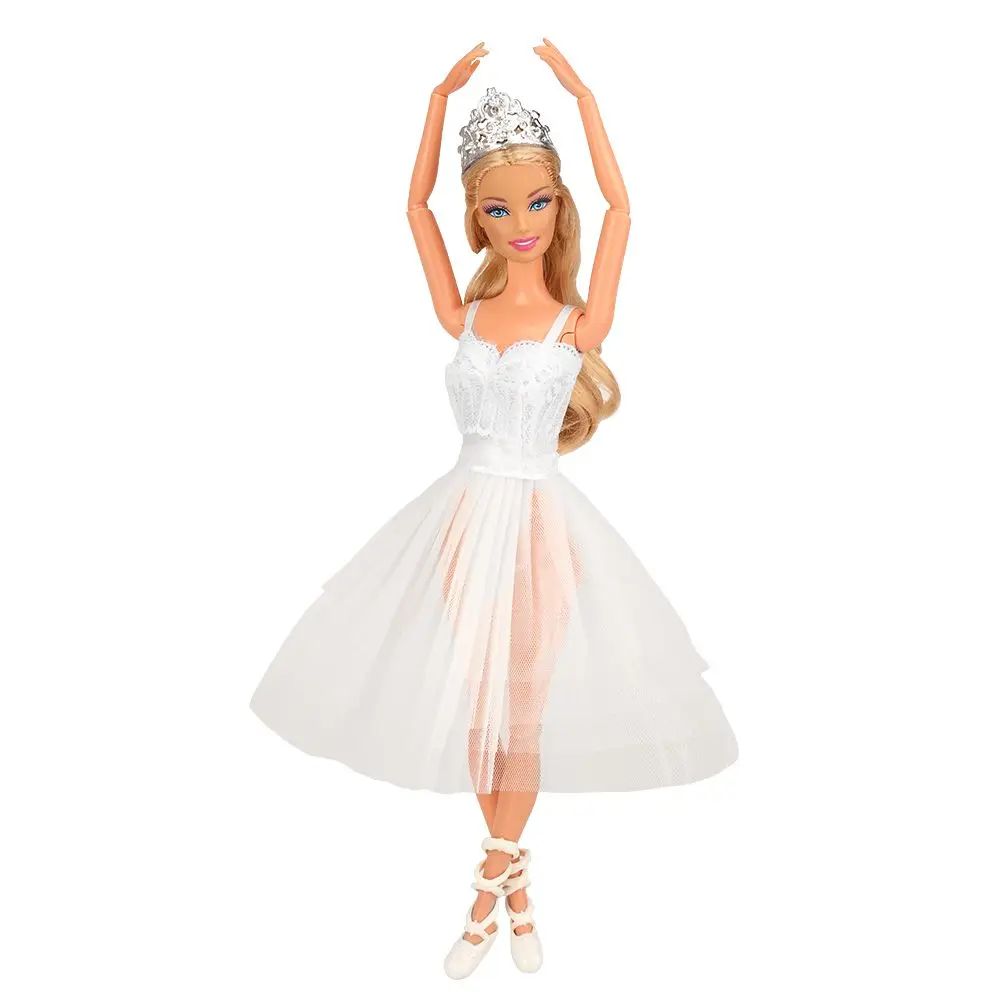 Newest fashion handmade Shoes Crown pink white black tutu skirts ballets dress for barbie dolls best birthday gift for girl