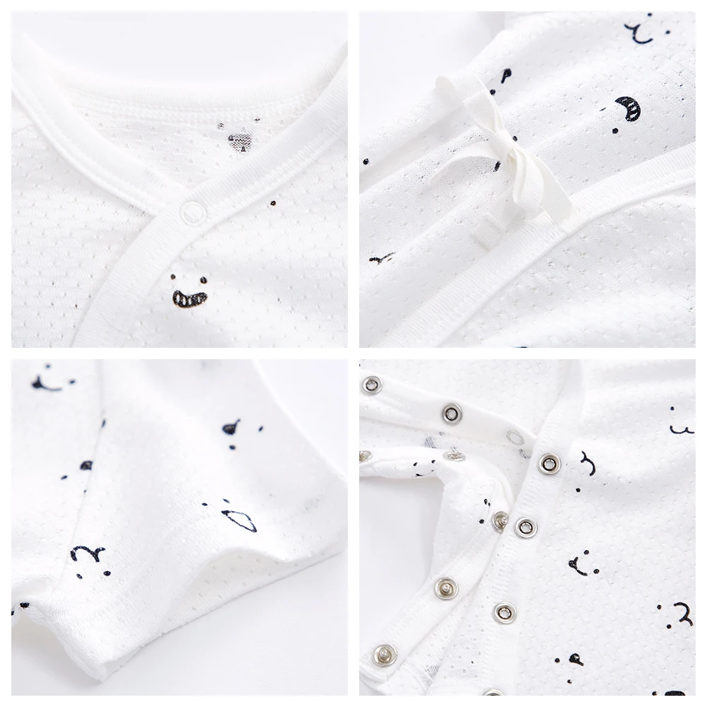 Balabala Infant Babys Short Sleeve Jumpsuit Newborn Baby Boys Girls 100% Cotton Romper One-Piece with Side Tie |