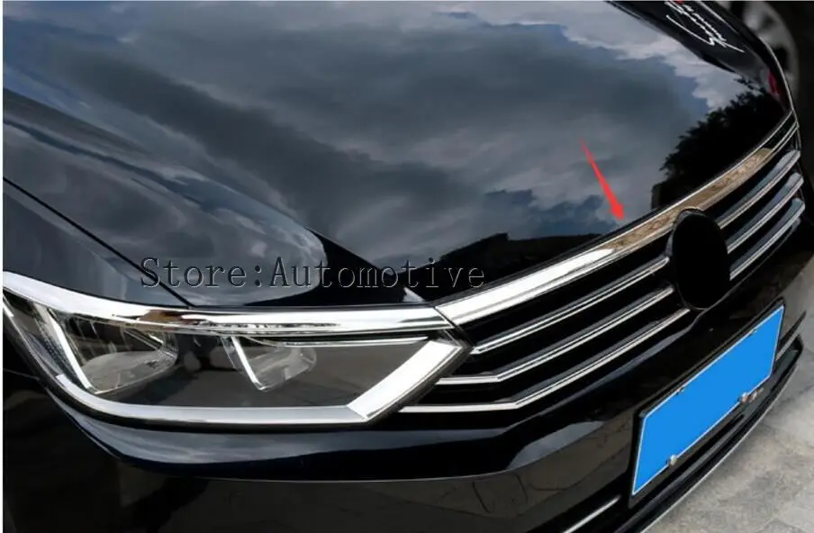 

2017 2018 2019 For VW PASSAT B8 Chrome Front Hood Bonnet Grill Molding Cover Trim Grille Net Bezel Garnish Mesh Styling