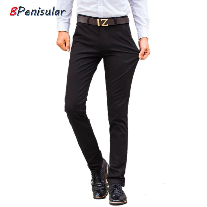 

Casual Pants Men 2019 Summer Classic Elastic Dress Slim Fit Long Trousers Business Male Khaki Pant Black Blue Joggers Men