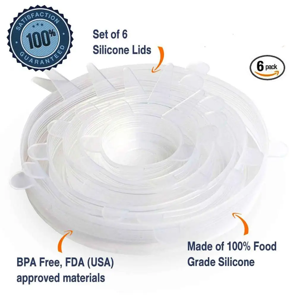 WALFOS transparent WALFOS силиконовые эластичные крышки, универсальная крышка, силиконовая пищевая упаковка, миска, крышка, силиконовая крышка, сковорода, кулинарные кухонные принадлежности - Цвет: WALFOS transparent
