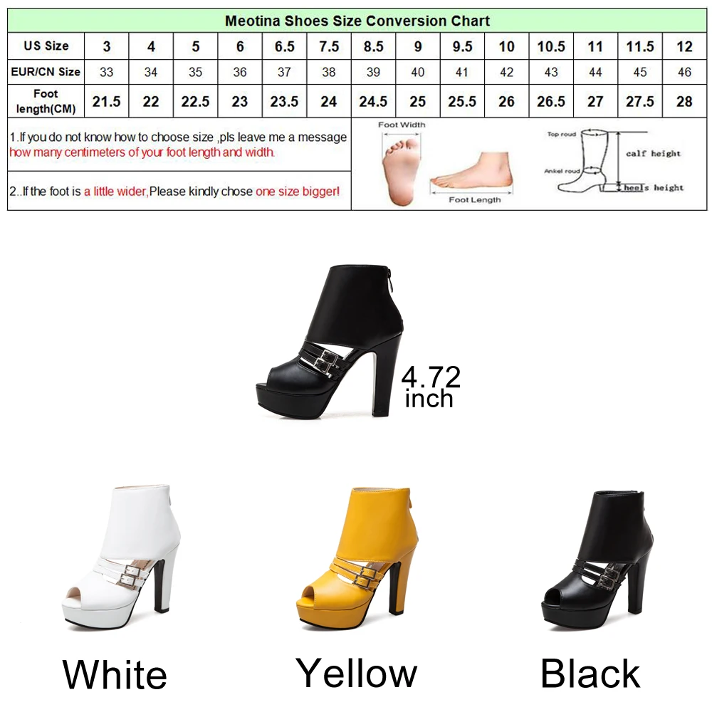 

Meotina Women Pumps High Heels Platform Shoes Peep Toe Buckle Zip 2018 Spring Spike Heels Ladies Party Shoes Yellow Size 34-43