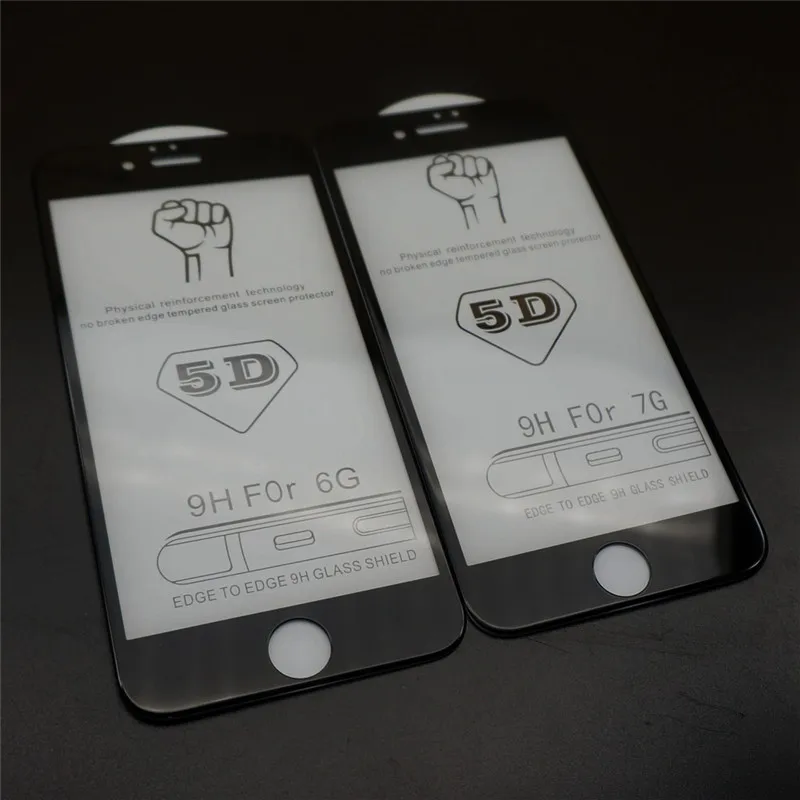 Новое 5D полное покрытие закаленное стекло для iPhone 8 7 6S Plus X Защитное экрана 6 9H с