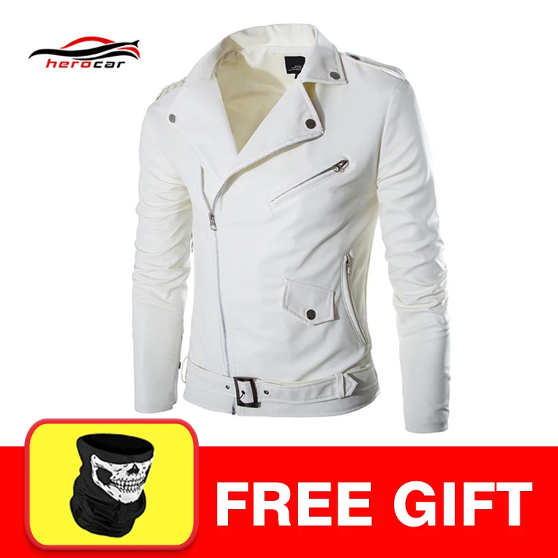 Y018 White Новая мотоциклетная куртка из искусственной кожи Мужская винтажная мотоциклетная куртка из искусственной кожи в стиле панк мотоциклетная кожаная куртка Байкерская одежда гоночный костюм - Цвет: Y018 White