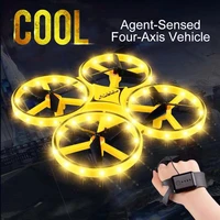 mini four axis induction drone smart watch remote sensing gesture rc aircraft ufo somatosensory noctilucent interaction rc toys