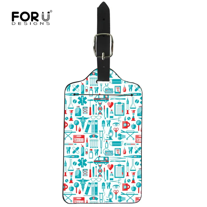 R1151Z24 FORUDESIGNS мультфильм медсестры шаблон чемоданы багаж идентификатор метки адрес держатель этикетка собачий жетон Identificador Maleta для путешествий - Цвет: R1151Z24