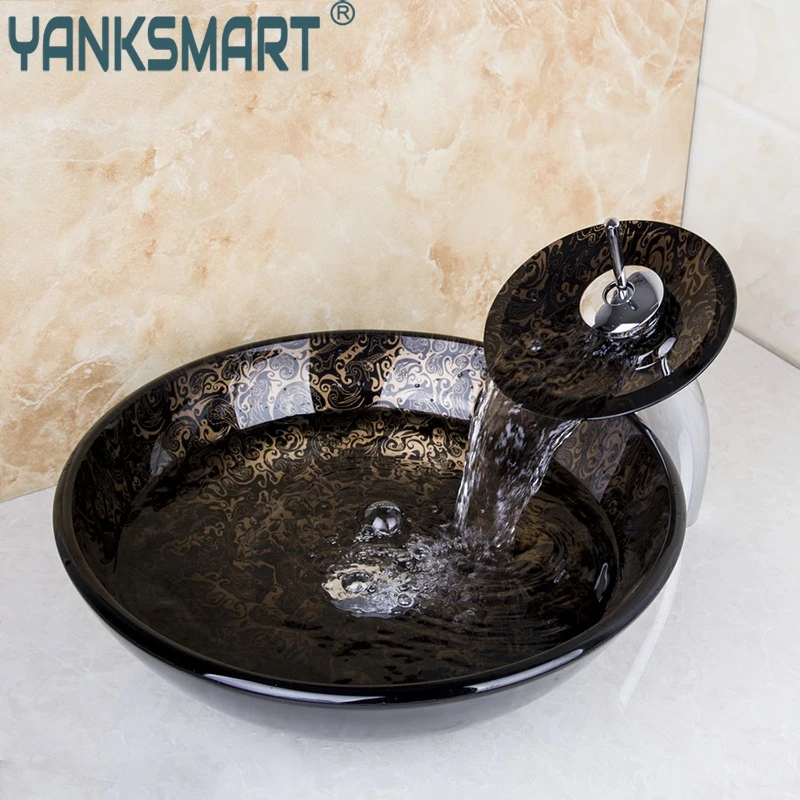 Фото YANKSMART Тотем круглый умывальник Туалет сосуд стеклянная ванная раковина & хром