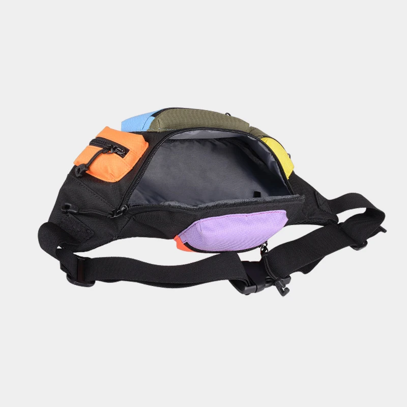 Поясная сумка с несколькими карманами банановая геометрическим рисунком