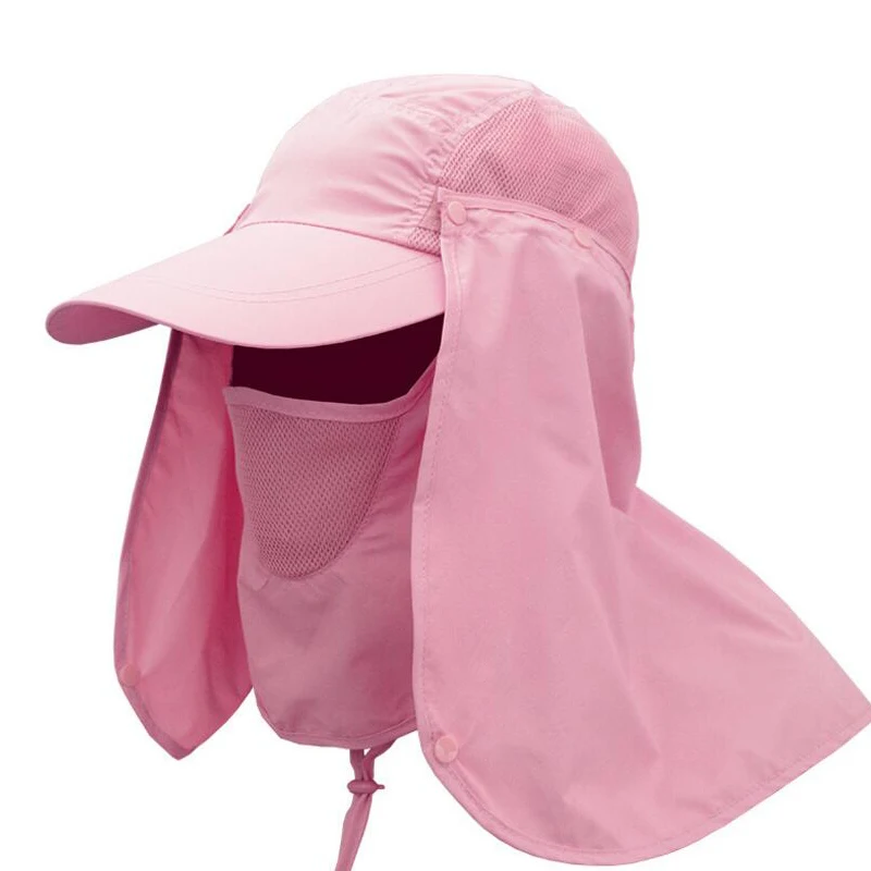 Розовый На открытом воздухе для спорта, Походов, Кемпинга козырек солнцезащитная Кепка с шейной крышкой головные уборы для рыбалки, защиты от солнца Protcet Кепки - Цвет: Розовый