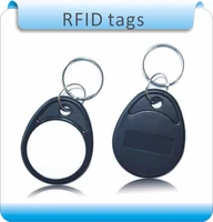 free shipping 50pcs abs material blackwhite 4 m1 13 56mhz smart rfid key chain tagsaccess control system card