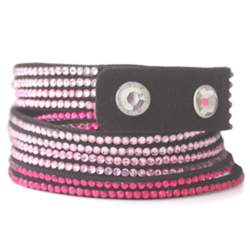 Многослойный кожаный персональный гематит Lucky полностью Кристальный браслет с