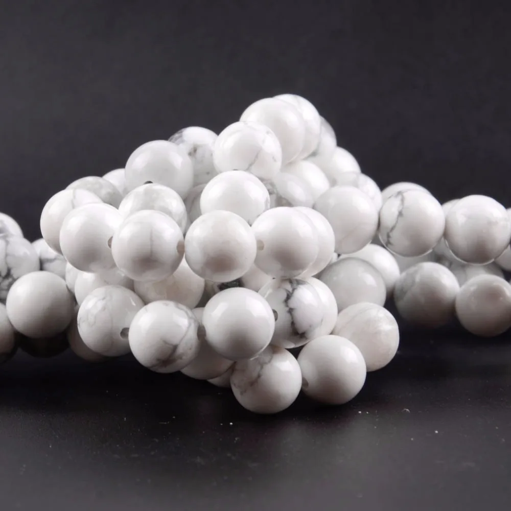 Оптовая продажа натуральных камней Белый Бирюзовый Howlite Круглые бусины для