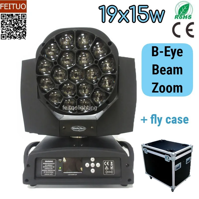 4 шт. + кейс для полетов LED 19x10 Вт пчелиный глаз движущаяся голова свет Zoom Wash RGBW 4в1