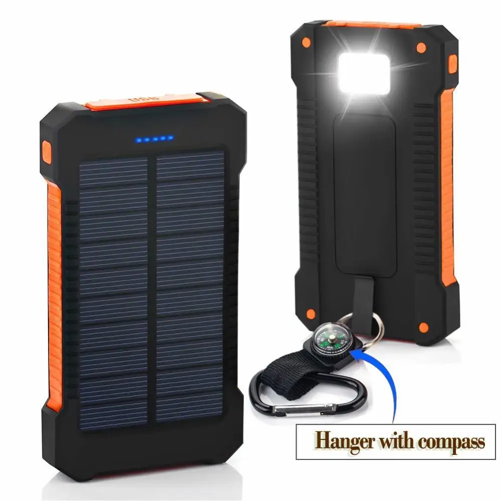 Водонепроницаемый 20000 mah портативный солнечный банк питания Внешняя батарея