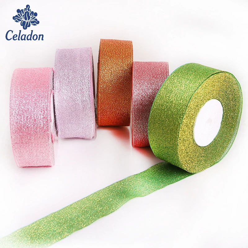 25 ярдов 7 цветов Блестящая лента металлический блеск свадебное Рождественское