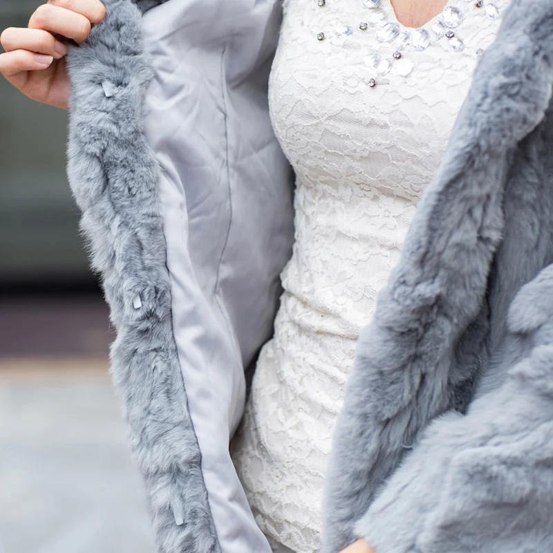 2020 леди осень-зима натуральная Рекс меховая куртка для женщин длинные Стиль шуба