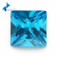 size 2x210x10mm square shape princess cut aaaaa middle seablue zirconia stone synthetic gems cz stone for jewelry