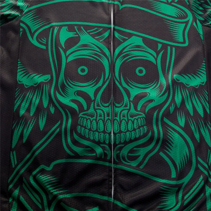 

Teleyi 2019 Breathable Green Skull Cycling Jersey For Men Summer mtb Bicycle Jersey Quick Dry Cycling Clothing Sport Bike Wear