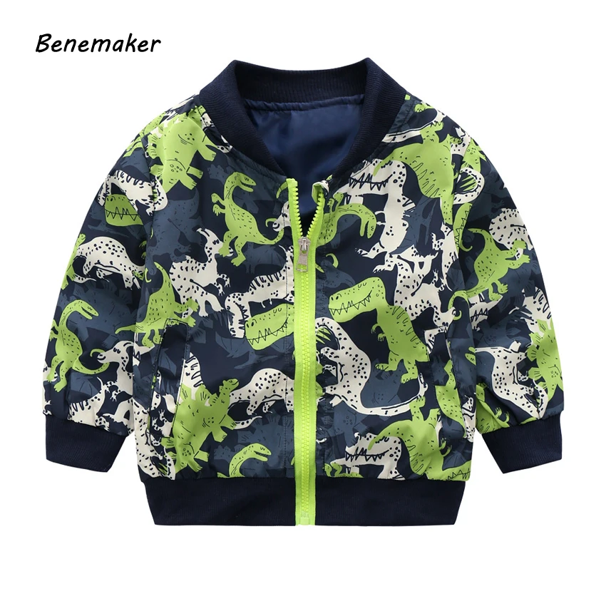 Benemaker/весенние куртки-бомберы для мальчиков и девочек детская одежда От 2 до 8 лет куртка динозавр, монстр, Детская ветровка, детские пальто YJ047
