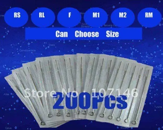 200x стерилизованные иглы для татуировок одноразовые Ассорти RL/RS/F/RM/M1/M2 тату