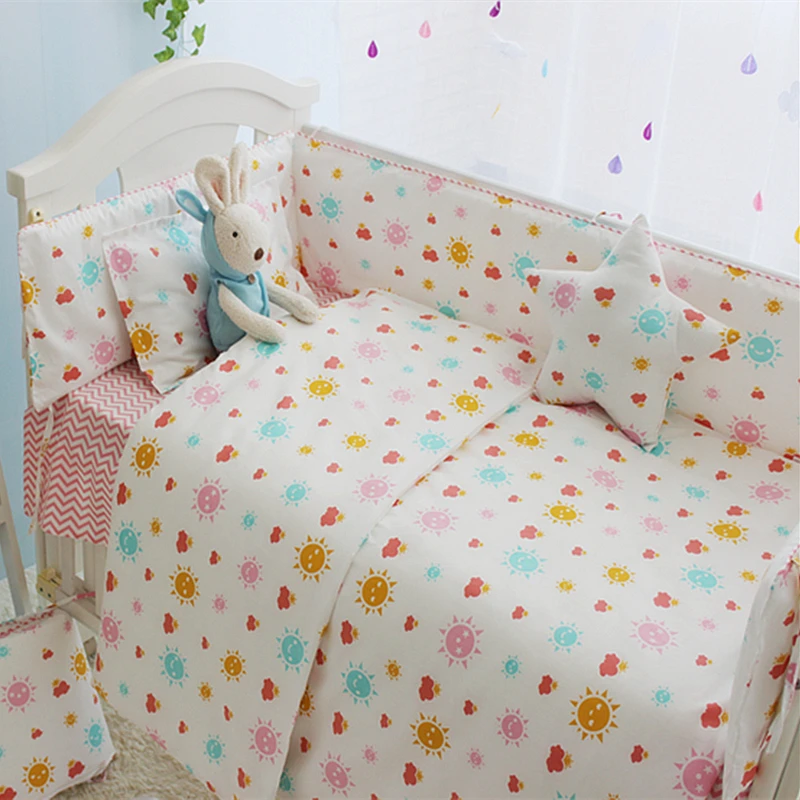 Sunshine Baby Girl Crib Bedding Set Princess Style Kids Newborn Cot 100% Cotton Bed Linen Clothes | Мать и ребенок