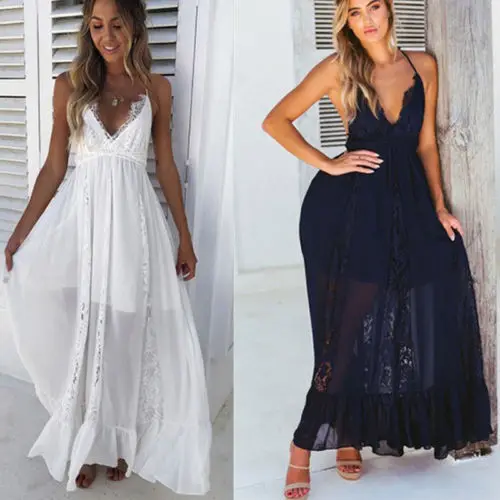 Летние женские s Boho женское платье макси Вечерние пляжные Длинный Сарафан