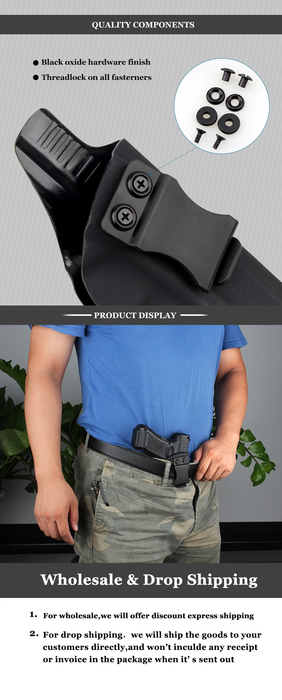 Vapanda IWB Kydex кобура Glock 17 черный скрытый Пистолет Кобура Для Пистолетов Glock 22 31 Охота