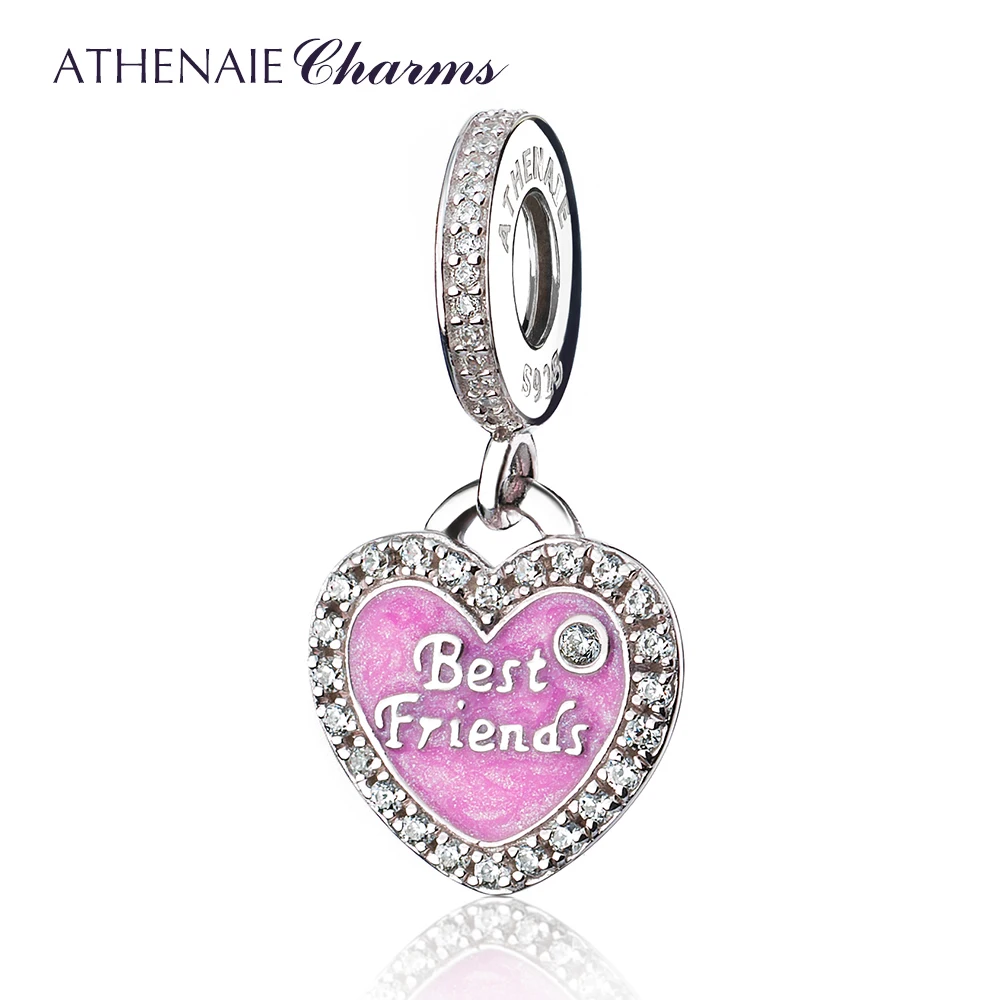 ATHENAIE 925 пробы серебряные Романтические Розовые эмалированные подвески для