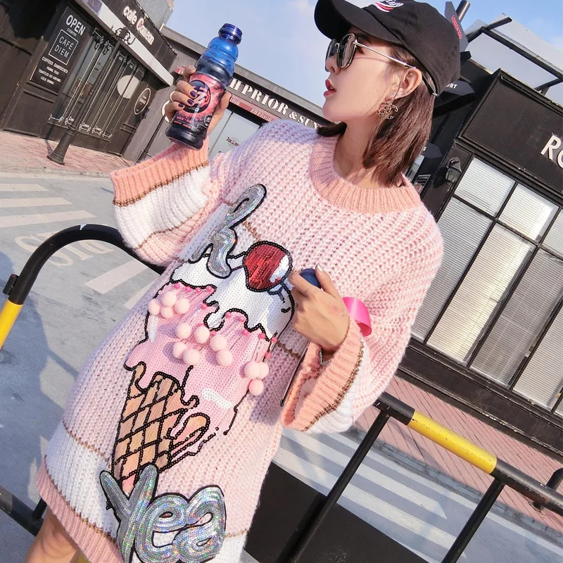 Тайланд Новинка осени 2018 модный Свободный пуловер в европейском и американском