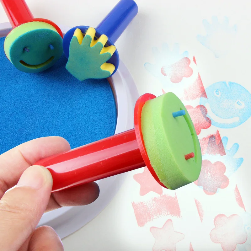 Печать детей штемпели 6 шт DIY губчатая краска уплотнение набор кистей игрушка Goody