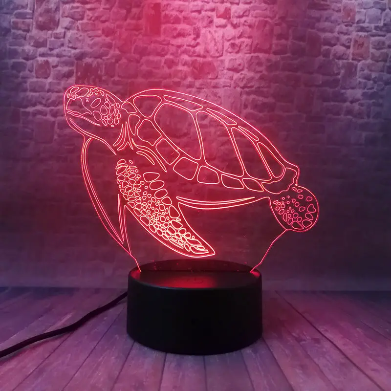 Морская черепаха анимационная фигурка модель 3D иллюзия светодиодный лампа 7
