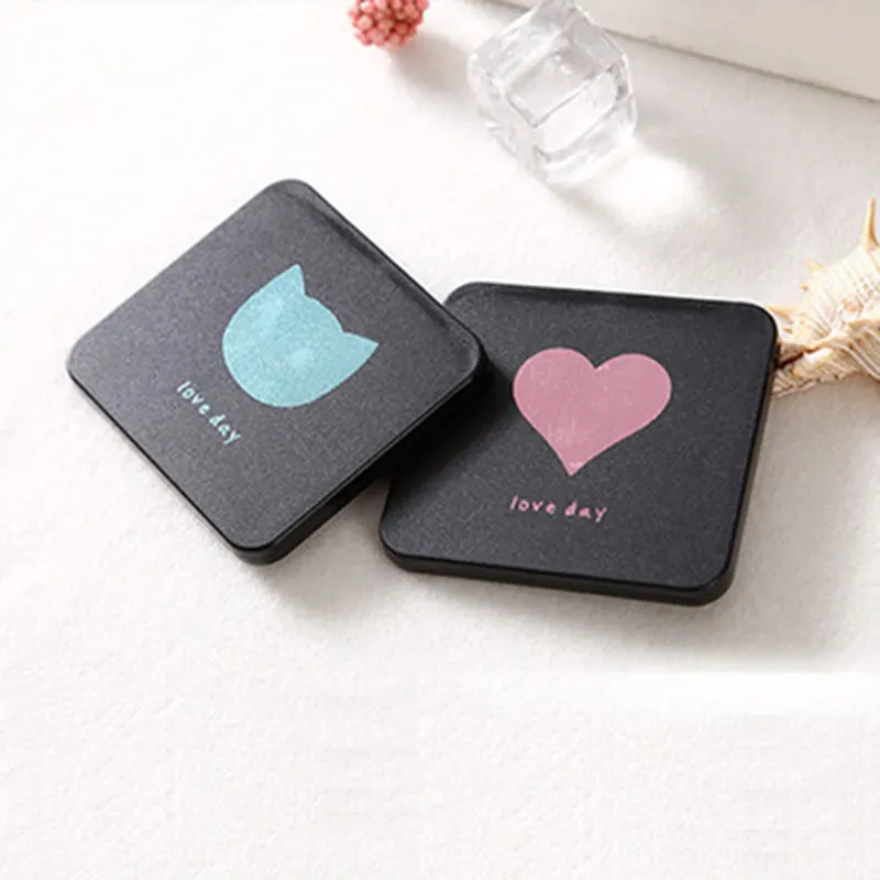 Квадратное двухстороннее складное зеркало для макияжа студентов черное