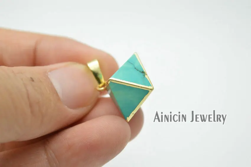 Подвески с зеленым камнем Octahedron золотой отделкой модная фурнитура для