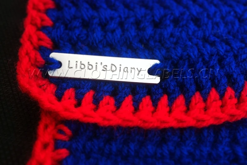 

custom clothing metal labels, metal labels for scarf, cap or gloves